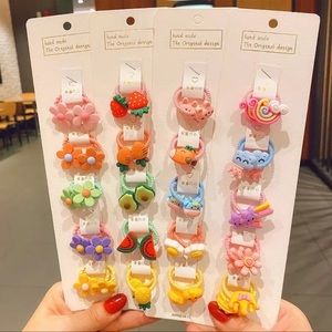 40Pcs/Set Colorful Flower Animal Girls Hairbands Sweet Fruit Elastic Hair Ropes